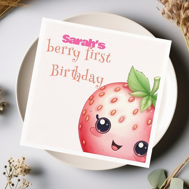 Serviette En Papier Berry première fraise d'anniversaire (Créateur téléchargé)