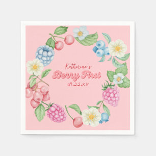 Serviette En Papier Berry rose fraise 1er anniversaire