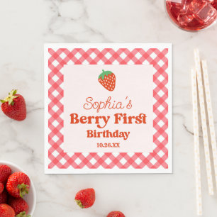 Serviette En Papier Berry rouge fraise première fête d'anniversaire