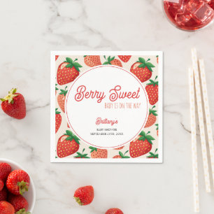Serviette En Papier Berry Sweet À damiers Baby shower de fraise