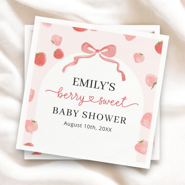 Serviette En Papier Berry Sweet Girl's Strawberry Baby shower (Créateur téléchargé)