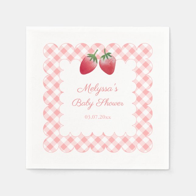 Serviette En Papier Berry Sweet Strawberries Thème Baby shower Party (Devant)