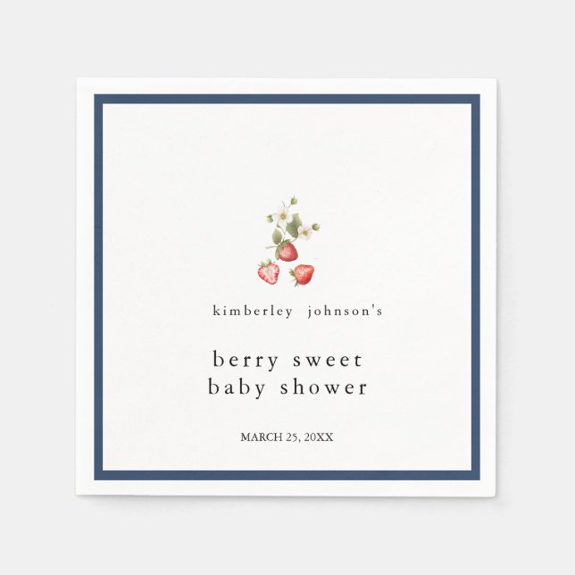 Serviette En Papier Berry Sweet Strawberry Girl Baby shower (Devant)