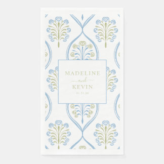 Serviette En Papier Bespoke Blue and Green Floral Wedding