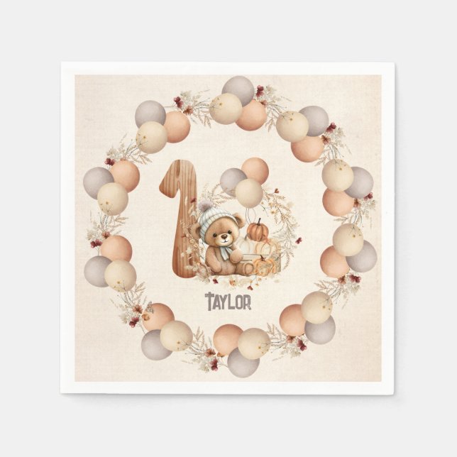 Serviette En Papier Beurre d'automne 1er Anniversaire Papier Napkins (Devant)