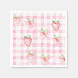 Serviette En Papier Beurre mignonne En vichy rose fraise