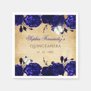 Serviette En Papier Beurre Vintage Rustique Royal Blue Floral