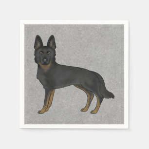 Serviette En Papier Bi-Noir Berger Allemand Mignon Dessin Animé Chien