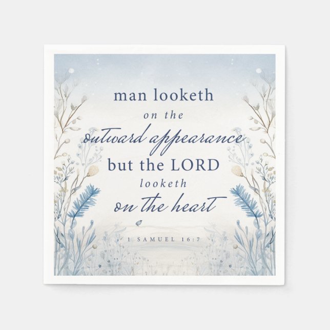 Serviette En Papier Bible Verse 1 Samuel 16:7 Aquarelle (Devant)