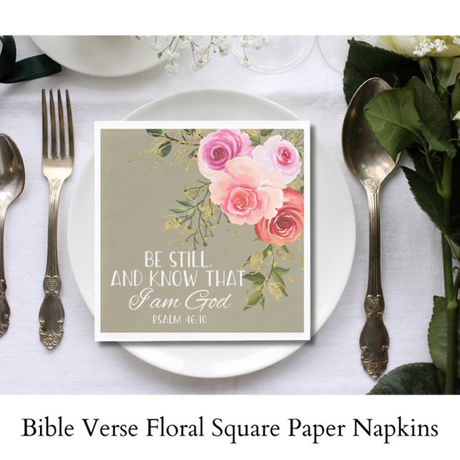 Serviette En Papier Bible Verse Carré Floral (Créateur téléchargé)