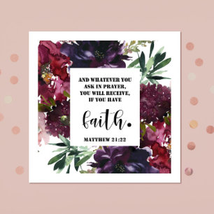 Serviette En Papier Bible verset Matthew Floral Carré