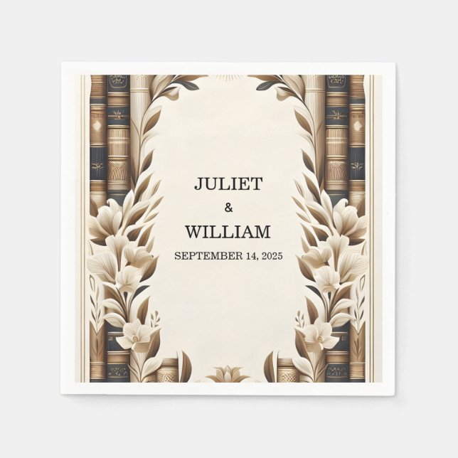 Serviette En Papier Bibliothèque Vieux Anglais Club Couverture Mariage (Devant)