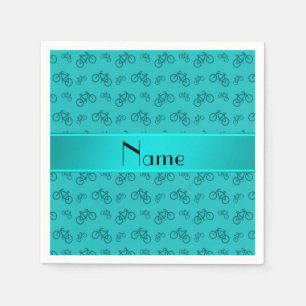 Serviette En Papier Bicyclettes nommées personnalisées de turquoise