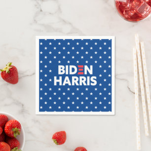 Serviette En Papier Biden / Harris White Stars Motif Blue
