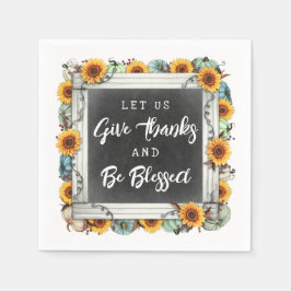 Serviette En Papier Bienheureux Thanksgiving Automne Tournesols Dîner