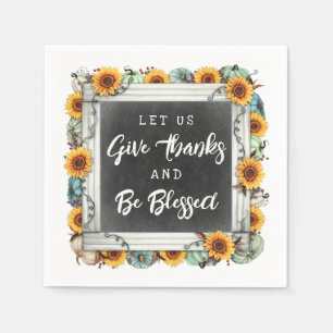 Serviette En Papier Bienheureux Thanksgiving Automne Tournesols Dîner 