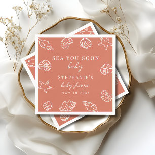 Serviette En Papier Bientôt sur la côte de Terracotta Baby Shower plag