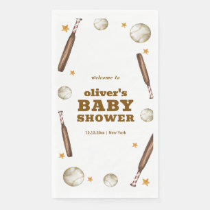 Serviette En Papier Bienvenue à la Baby Shower Batteur Neutre de Baseb