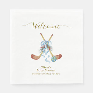 Serviette En Papier Bienvenue à la Baby Shower Hockey Toutes Étoiles d