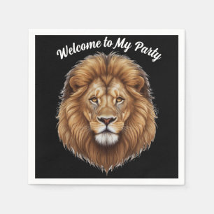Serviette En Papier Bienvenue à ma fête Lion nom personnalisé
