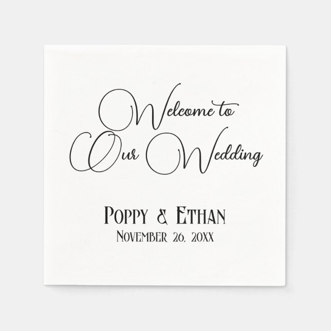 Serviette En Papier Bienvenue à notre Mariage (Devant)