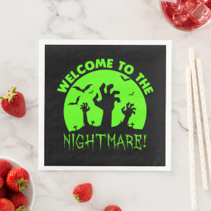 Serviette En Papier Bienvenue dans le cauchemar vert Halloween