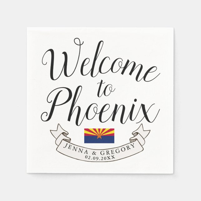 Serviette En Papier Bienvenue en Arizona | Mariage de destination (Devant)