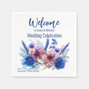 Serviette En Papier 💍 Bienvenue Fleurs de Cornouailles et Lavande