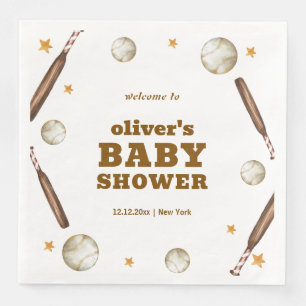 Serviette En Papier Bienvenue Frappeur Neutre Bébé Fête de Baseball