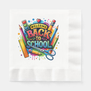 Serviette En Papier Bienvenue Retour à l'école Premier jour enseignant