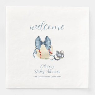Serviette En Papier Bienvenue Sucette Arc Sport Bébé Baseball Shower