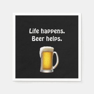 Serviette En Papier Bière avec citation sur noir