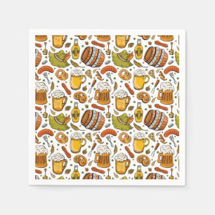 Serviette En Papier Bières et saucisses festives allemandes d'Oktoberf
