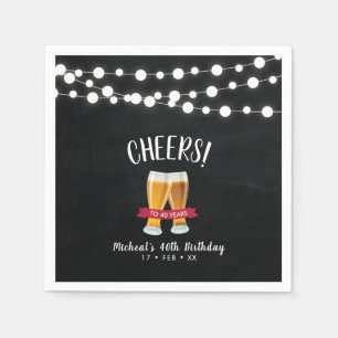 Serviette En Papier Bières Rustic Adult 40th Birthday Party