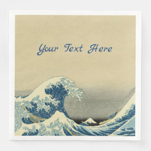 Serviette En Papier Big Blue Ocean Wave Casquettes blancs Bateau Tan