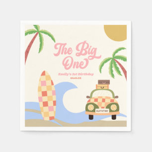 Serviette En Papier Big One Beach Surf rose 1er anniversaire