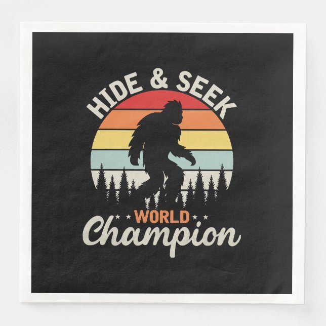 Serviette En Papier Bigfoot Cacher Et Chercher Champion Du Monde (Devant)