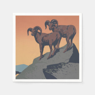 Serviette En Papier Bighorn Sheep American West Wildlife