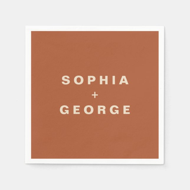 Serviette En Papier Bijou Boho moderne Mariage de tonalité Terre (Devant)