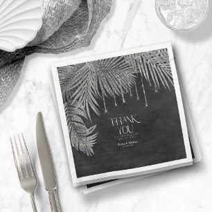 Serviette En Papier Bijoux feuille Merci argent de palme ID830