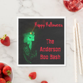 Serviette En Papier Biker Billy Halloween Squelette Noir & Rouge