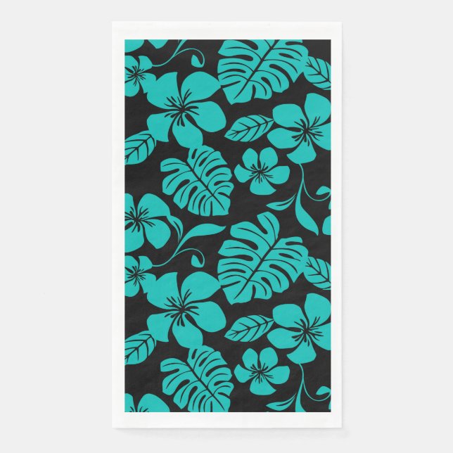 SERVIETTE EN PAPIER BIKINI ROSE (NOIR/TURQUOISE) (Devant)