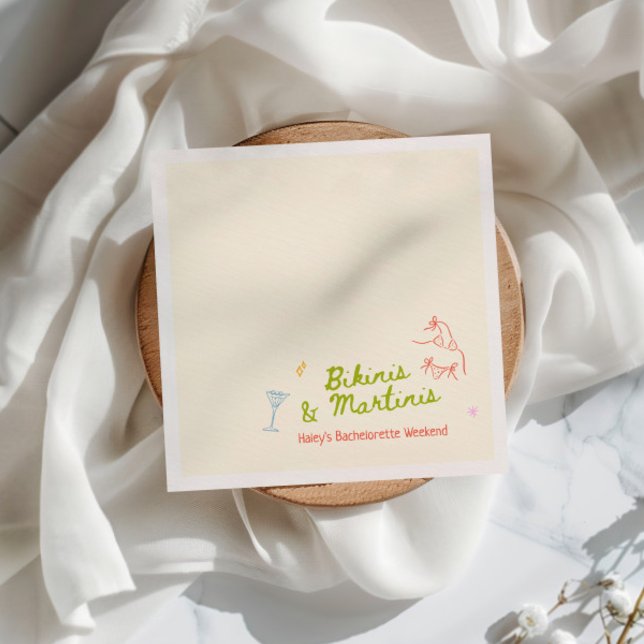 Serviette En Papier Bikinis & Martinis Dessinés à la Main pour Enterre (Créateur téléchargé)