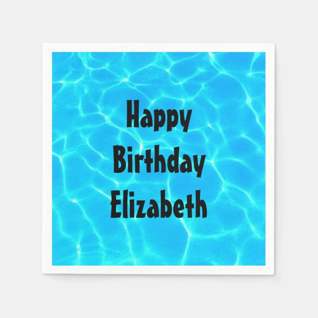 Serviette En Papier Billard bleu clair eau photo Anniversaire (Devant)
