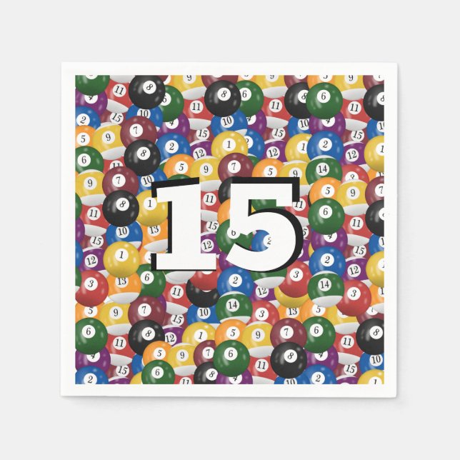 Serviette En Papier Billiard Balls pour 15e anniversaire (Devant)