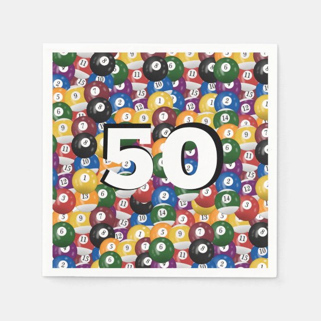 Serviette En Papier Billiard Balls pour 50e anniversaire (Devant)