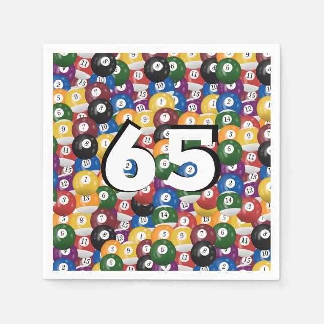 Serviette En Papier Billiard Balls pour 65e anniversaire (Devant)