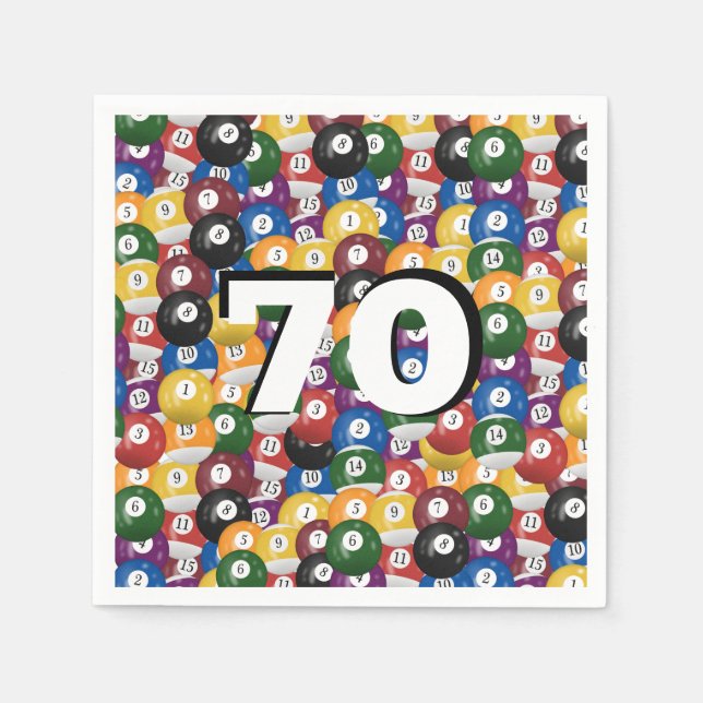 Serviette En Papier Billiard Balls pour 70e anniversaire (Devant)