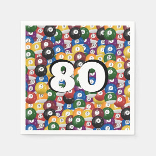 Serviette En Papier Billiard Balls pour 80e anniversaire