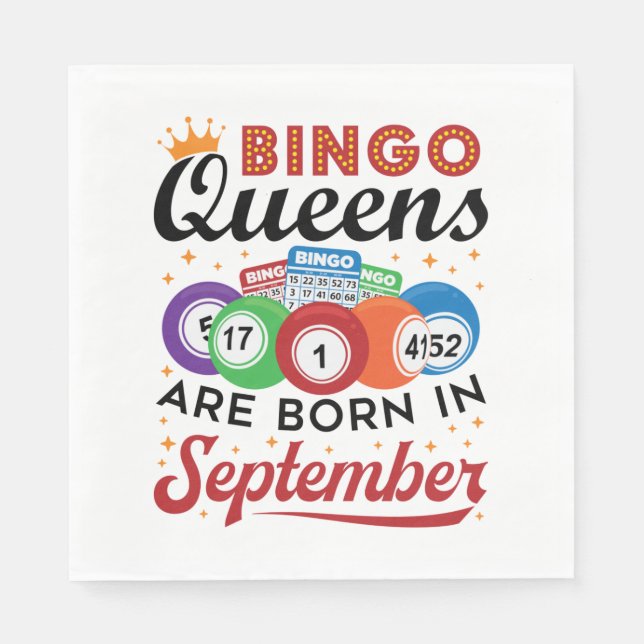 Serviette En Papier Bingo Queens Are Born in Septembre (Devant)